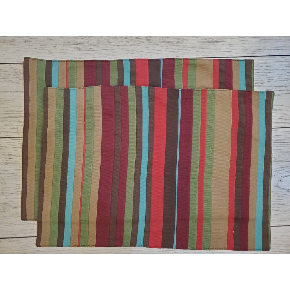 Martha Stewart Everyday Multicolor Stripe Placemats Set of 2 19" by 13"